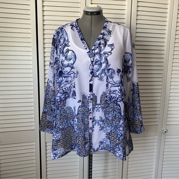 Bellissima sheer patterned blouse L - Picture 11 of 13
